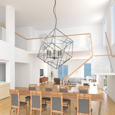 Searchlight Cube - luster - Ø 55 x 150 cm - chroom