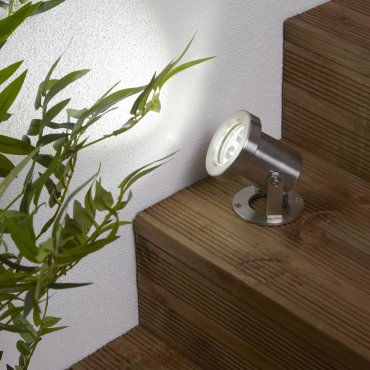 Searchlight Outdoor - grondspot - 8 x 9 cm - 3W LED incl. - IP65 - roestvrij staal