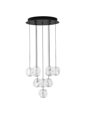 Nova Luce Ifos - hanglamp - Ø 40 x 220 cm - 48W dimbare LED incl. - zandzwart en chroomkleurig metaal