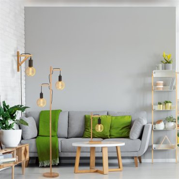 Searchlight Woody - tafellamp - 17 x 42,5 cm - zwart en bruin