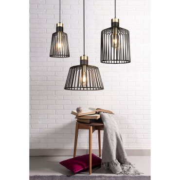 Searchlight Bird Cage - hanglamp - Ø 30 x 150 cm - mat zwart