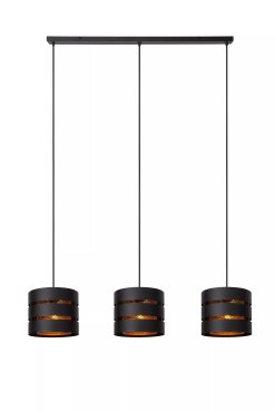 Lucide Rosas - hanglamp 3L - 130 x 26 x 152 cm - zwart en messing