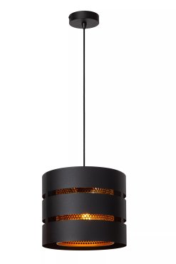 Lucide Rosas - hanglamp - Ø 26 x 152 cm - zwart en messing