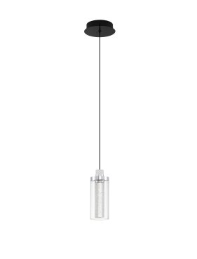Nova Luce Lune - hanglamp - Ø 14 x 210 cm - 9W dimbare LED incl. - zandzwart en chroom