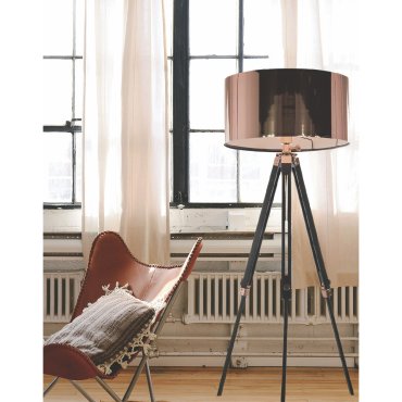Artdelight Jewel - staanlamp - 150 cm - zwart en koper