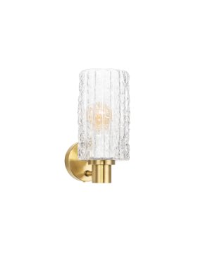 Nova Luce Certa - wandlamp - Ø 12,5 x 25,5 cm - helder glas en messing goud