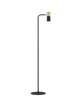 Nova Luce Pongo - vloerlamp met schakelaar en USB-stekker - Ø 25 x 135 cm - zandzwart en goud