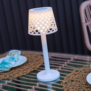 New Garden Gretita - buiten tafellamp op batterijen - Ø11,7 x 31 cm - 1W LED incl. - IP44 - wit