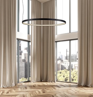 VK Lighting Circulus - hanglamp - Ø 92,2 x 200 cm - 42W dimbare LED incl. - zwart