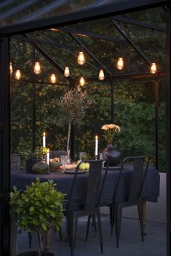 Konstsmide - decoratieve lichtsnoer met dimfunctie - starterset - 9,15 meter lengte plus 10,85 meter snoer - 10 vervangbare LED-lampen incl. - 7W - IP44 - zwart