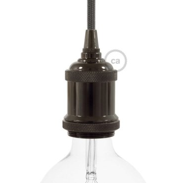 Creative Cables - E27-fitting met cilindervormige kabelhouder - Ø 5 x 7,2 cm - parelzwart