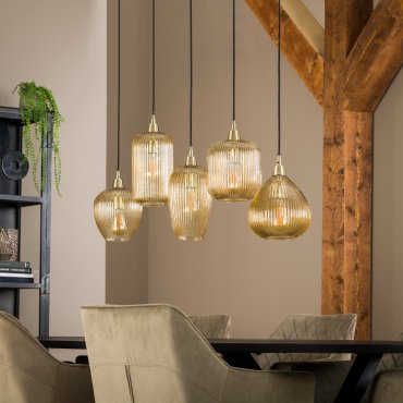 Vico Stripe glass - hanglamp - 20 x 120 x 150 cm - goud