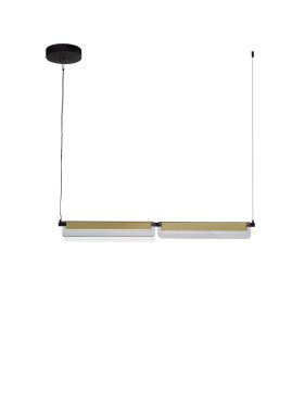 Nova Luce Apnea - hanglamp - 93 x 160 x 7 cm - 20W dimbare LED incl. - zandzwart, goud en grijs