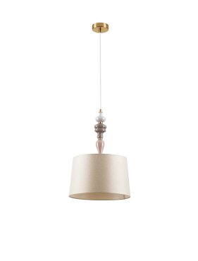 Nova Luce Damo - hanglamp - Ø 34 x 150 cm - antiek messing, zacht oranje en bruin