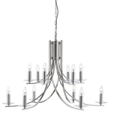 Searchlight Ascona - luster - Ø 88 x 262 cm - satijn zilver
