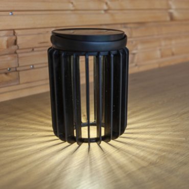Lutec Kozy - buiten tafellamp op zonne-energie  - Ø 13,7 x 18,6 cm - 2,8W LED incl. - IP44 - zwart