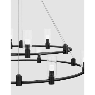 Nova Luce Dion - magnetische cirkelvormige structuur - Ø 80 x 150 cm - 200W LED incl. - zandzwart