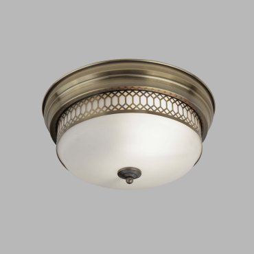 Searchlight Edinburgh - plafondlamp badkamer - Ø 35 x 16 cm - IP44 - antiek messing