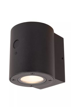 Lucide Perth - buiten wandlamp met dag- nachtsensor op zonne-energie - 12,6 x 9 x 10,5 cm - 1W dimbare LED incl. - IP54 - zwart