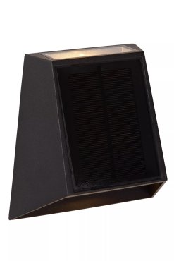 Lucide Luton - buiten wandlamp met dag- nachtsensor op zonne-energie - 13 x 7,4 x 13,4 cm - 1W dimbare LED incl. - IP54 - zwart