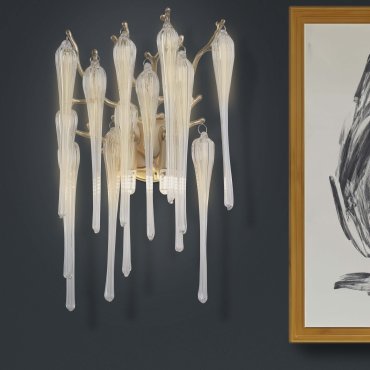 Searchlight Heritage - wandverlichting - 25 x 42 cm - goud en transparant