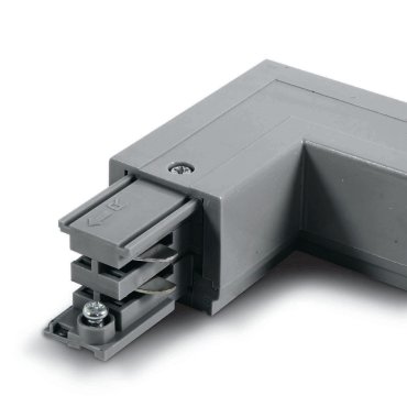 ONE Light Square Track Accessories - rechte hoek - rechts - 3-fase railsysteem 16A - grijs