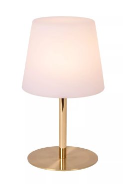 Lucide Tyon - oplaadbare tafellamp - Ø 15 x 41 cm - 2W dimbare LED incl. - IP65 - goud