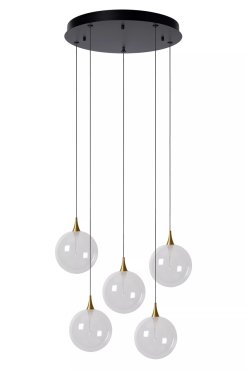 Lucide Gisela - hanglamp - Ø 48 x 150 cm - 5 x 3,8W  dimbare LED incl. - transparant