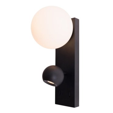 Maxlight Atom - opbouw wandlamp met schakelaar - 8 x 28 cm - 5W + 5W LED incl. - zwart en opaal