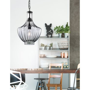 Nova Luce Zucca - hanglamp - Ø 31 x 260 cm - blauw-grijs