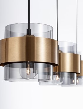 Nova Luce Sianna - hanglamp - 82 x 18 x 140 cm - gerookt en goud