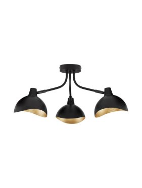 Nova Luce Geti - plafondlamp - Ø 15 x 12 cm - mat zwart en goud