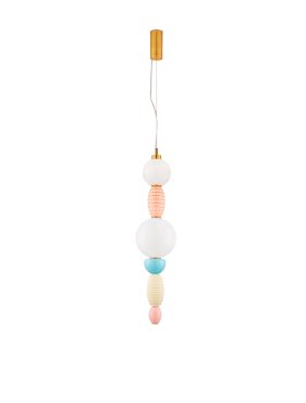 Nova Luce Obrie - hanglamp - Ø 20 x 215 cm - 23W LED incl. - messing goud, oranje, blauw en paars