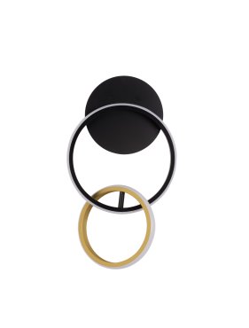 Nova Luce Imar - wandlamp - Ø 21 x 37,5 cm - 15W dimbare LED incl. - zandzwart en goud