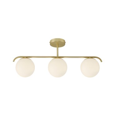 Nordlux Grant - plafondverlichting - 69,3 x 14,5 x 29,23 cm - messing en opaal wit