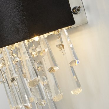 Searchlight Glamour - wandlamp - 24 x 23 cm - zwart en transparant