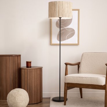 Searchlight Meadow - vloerlamp - Ø 38 x 159 cm - bruin en zwart