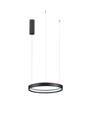 Nova Luce Perrine - hanglamp - Ø 40 x 150 cm - 22W dimbare LED incl. - geborsteld koffiebruin
