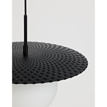 Nova Luce Obbit - hanglamp - Ø 38 x 120 cm - mat zwart en opaal