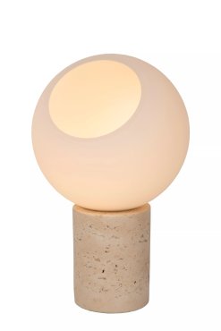 Lucide Davin - tafellamp - Ø 15 x 25,6 cm - opaal en taupe