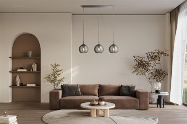 Searchlight Balls - hanglamp - 81 x 15 x 147 cm - chroom en gerookt glas