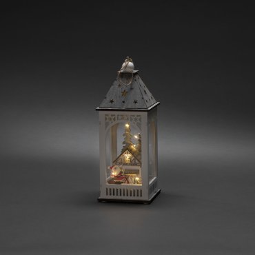 Konstsmide kerstverlichting - houten lantaarn op batterijen - 11 x 11 x 29 cm - bruin