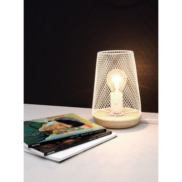Nova Luce Marco - tafellamp - Ø 15 x 19 cm - wit en bruin