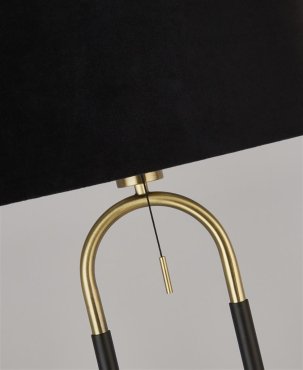 Searchlight Jazz - vloerlamp - Ø 45 x 161 cm - mat zwart en satijn messing
