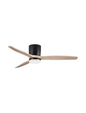 Nova Luce Aloa - plafondventilator met licht en afstandsbediening - Ø 132 x 27,5 cm - 18W LED incl. - zandzwart en natuurlijk hout