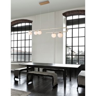 Nova Luce Cantona - hanglamp - 113 x 10 x 180 cm - messing goud en wit