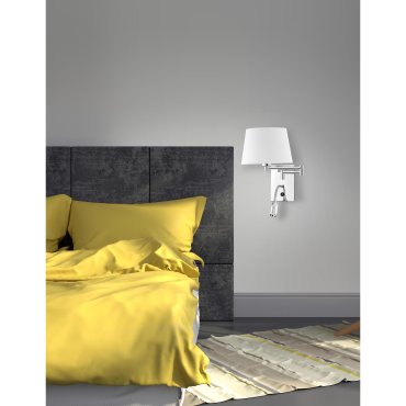 Nova Luce Cingo - wandverlichting met schakelaar - 36 x 33 cm - 3W LED incl. - wit en chroom