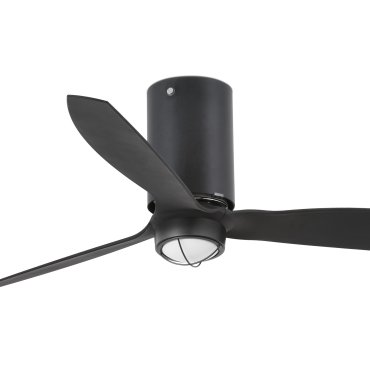 Faro Mini Tube - plafondventilator met licht en afstandsbediening - Ø 128 cm - 17W LED incl. - mat zwart