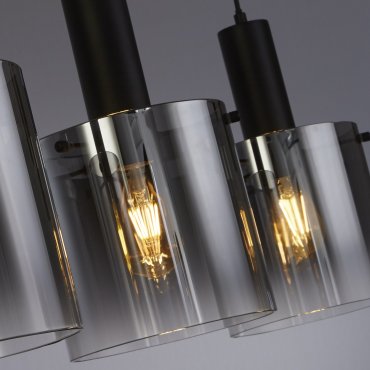 Searchlight Sweden - hanglamp - 142 x 150 cm - mat zwart en gerookt glas