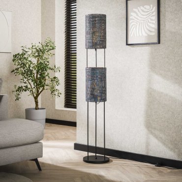 Vico Armor - Vloerlamp 2L - 28 x 28 x 150 cm - Zwart bruin